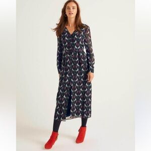 Boden Hazel Petite Midi Dress, Crown & Country Print
